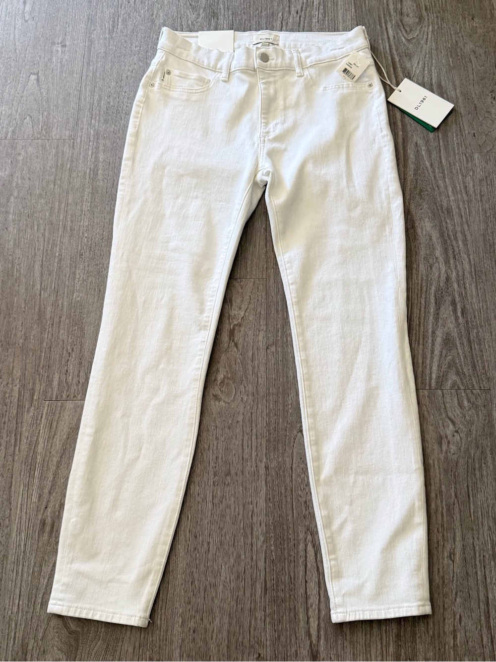 DL1961 Florence Skinny Mid-Rise Jeans in White